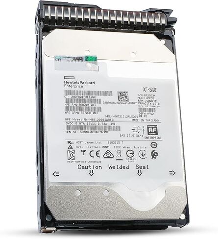 HP 12TB 7200 RPM SAS 12Gb/s 512e 3.5in Enterprise Hard Drive BL420c BL460c DL120 DL160 DL180 DL320e DL360 DL380 ML110 ML150 ML310e ML350 SL200t SL250 MB012000JWDFD 868210-001 G8 (Renewed) in Kuwait