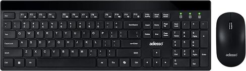 Adesso WKB-1400CB Wireless Keyboard and Mouse Combo with Copilot AI Hotkey, 2.4GHz Low Profile Quiet Switches, 104 Key Full Size, 12 Multimedia Hotkeys, for Windows 11 10 MacOS, Black in Kuwait