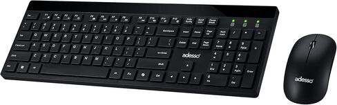 Adesso WKB-1400CB Wireless Keyboard and Mouse Combo with Copilot AI Hotkey, 2.4GHz Low Profile Quiet Switches, 104 Key Full Size, 12 Multimedia Hotkeys, for Windows 11 10 MacOS, Black in Kuwait