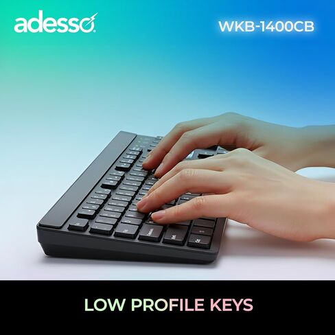Adesso WKB-1400CB Wireless Keyboard and Mouse Combo with Copilot AI Hotkey, 2.4GHz Low Profile Quiet Switches, 104 Key Full Size, 12 Multimedia Hotkeys, for Windows 11 10 MacOS, Black in Kuwait