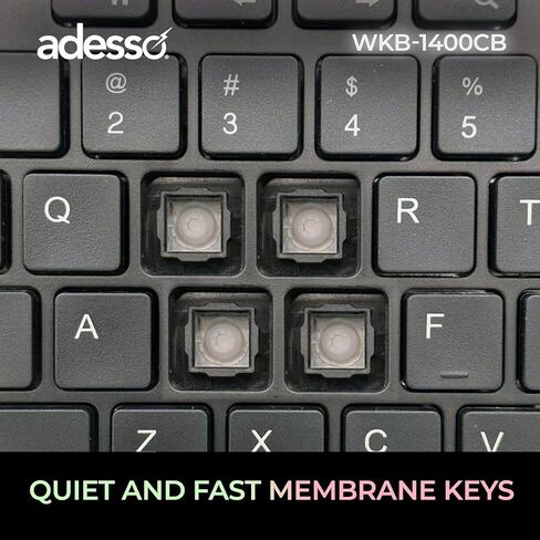 Adesso WKB-1400CB Wireless Keyboard and Mouse Combo with Copilot AI Hotkey, 2.4GHz Low Profile Quiet Switches, 104 Key Full Size, 12 Multimedia Hotkeys, for Windows 11 10 MacOS, Black in Kuwait
