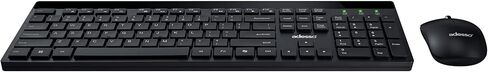 Adesso WKB-1400CB Wireless Keyboard and Mouse Combo with Copilot AI Hotkey, 2.4GHz Low Profile Quiet Switches, 104 Key Full Size, 12 Multimedia Hotkeys, for Windows 11 10 MacOS, Black in Kuwait