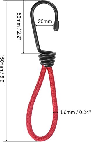 Elastic Cord with Hook 6 Inch Tarp Strap Rope Fixed for Outdoor Camping Tent Canopy Awnings Cover Red in Kuwait