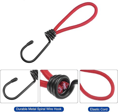 Elastic Cord with Hook 6 Inch Tarp Strap Rope Fixed for Outdoor Camping Tent Canopy Awnings Cover Red in Kuwait