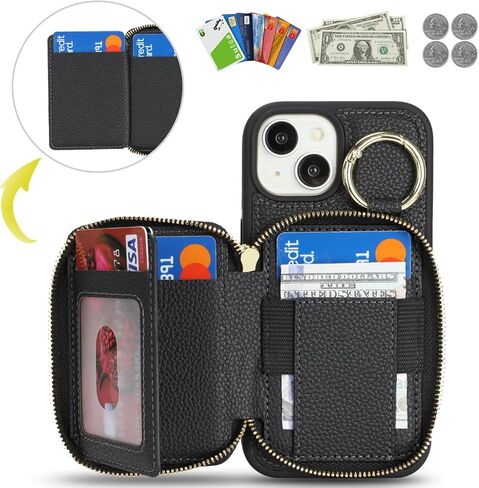 Compatible with iPhone 17 Pro Max Wallet Case with Card Holder,for iPhone 17 Pro Max Phone case Wallet with Zipper with Slot Kickstand Stand Case for Women 5G 6.9 Inch-Orange in Kuwait