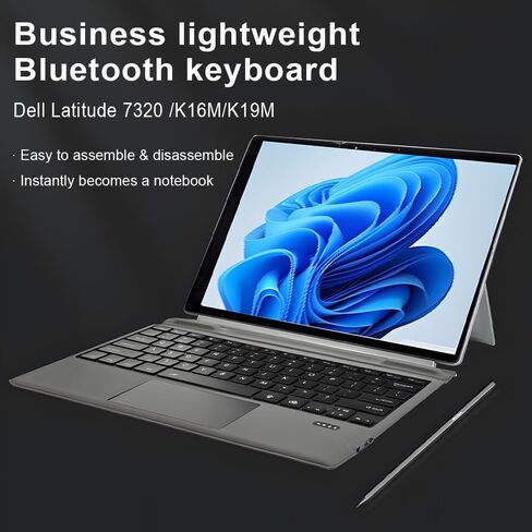 لوحة مفاتيح K19M لاسلكية، لوحة مفاتيح بديلة من OEM، لجهاز Dell Latitude 2 في 1 7320 7310 7200 7210 كمبيوتر لوحي قابل للفصل، اتصال بلوتوث 5.3، مفصل مغناطيسي، مفاتيح بإضاءة خلفية LED بـ 7 ألوان، متعددة اللمس in Kuwait