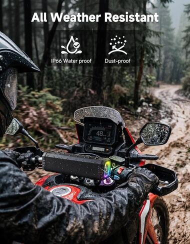 KEMIMOTO Motorcycle Speakers Bluetooth-Compatible Sound Bar, Handlebar Speaker with RGB Lights, IP66 Waterproof Motorcycle Audio System, Loud Stereo Bass for Highway Riding in Kuwait