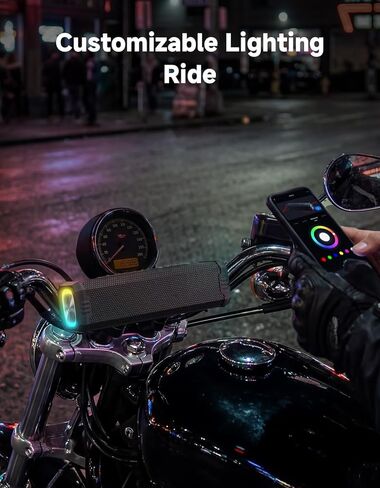 KEMIMOTO Motorcycle Speakers Bluetooth-Compatible Sound Bar, Handlebar Speaker with RGB Lights, IP66 Waterproof Motorcycle Audio System, Loud Stereo Bass for Highway Riding in Kuwait