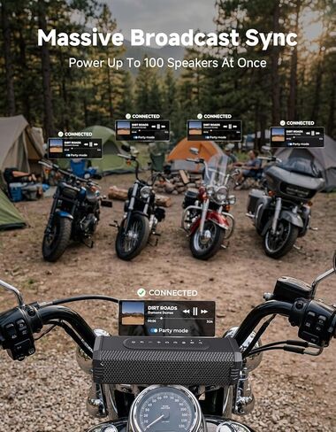 KEMIMOTO Motorcycle Speakers Bluetooth-Compatible Sound Bar, Handlebar Speaker with RGB Lights, IP66 Waterproof Motorcycle Audio System, Loud Stereo Bass for Highway Riding in Kuwait