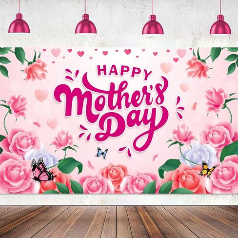 خلفية عيد الأم السعيدة من LARRAZABAL، لافتة عيد الأم، ديكورات خلفية لصور عيد الأم لزهور القرنفل الوردي، ديكورات عيد الأم (وردي فاقع) in Kuwait