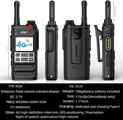 KSUN ZL35 4G شبكة راديو واي فاي لاسلكي تخاطب طويل المدى مع نقطة اتصال بلوتوث متوافقة مع LTE/PoC راديو ثنائي الاتجاه لنظام Android 8.1 راديو الاتصال الداخلي بالضغط والتحدث in Kuwait