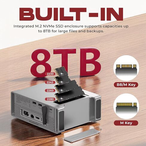 NEMAC 908 USB C Hub Stand with M.2 NVME SSD Slot Enclosure for Mac mini M4/M4 Pro, Stand Type-C Docking Station SSD Case, 2xUSB3.2 Gen2, 2xUSB2.0, SD4.0/TF4.0 in Kuwait