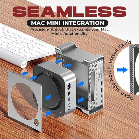 NEMAC 908 USB C Hub Stand with M.2 NVME SSD Slot Enclosure for Mac mini M4/M4 Pro, Stand Type-C Docking Station SSD Case, 2xUSB3.2 Gen2, 2xUSB2.0, SD4.0/TF4.0 in Kuwait