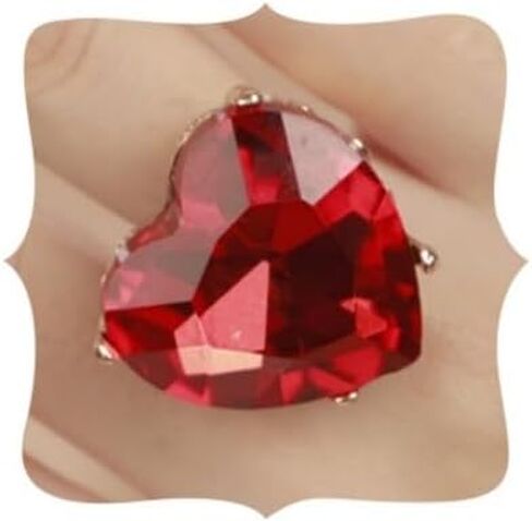 YERTTER Multi Color Crystal Thick Heart Shape Ring Gold Women Statement Vintage Ring Adjustable Chic Rhinestone Band Ring for Wedding Women Brides in Saudi Arabia