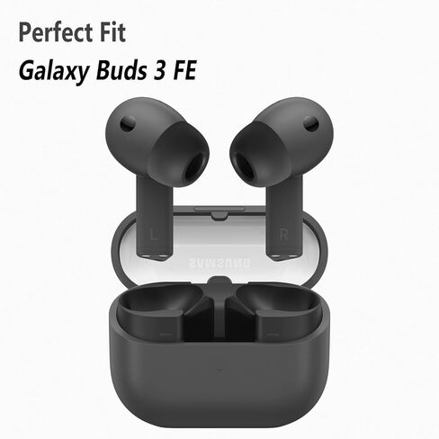 Geiomoo Silicone Ear Tips for Samsung Galaxy Buds 3 FE, Replacement Eartips Earbuds Earpads (Black,L/M/S) in Kuwait