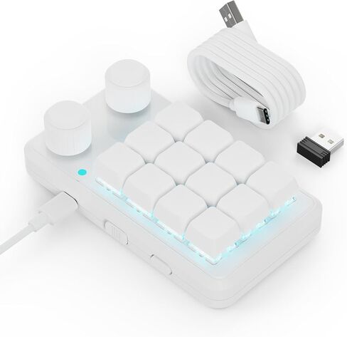 MOSHOU Macro Pad with Macropad Knob,3-Layers Custom,12 Key Macro Keypad with Wireless Receiver,Hot swappable Switch Gaming Keyboard,Programmable Keyboard RGB,Mini Shortcut Keypad (Black) in Kuwait