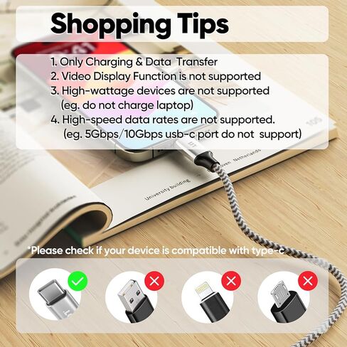 USB C Cable 15 ft Extra Long, USB A to USB C 18W Fast Charging Cables, 480Mbps Speed C Port Charger Braided Cord for iPhone 17/16/15 Galaxy S25-S20 iPads Tablets Security Camera Xbox PS5 Controller in Kuwait