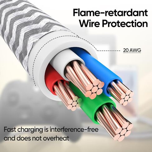 USB C Cable 15 ft Extra Long, USB A to USB C 18W Fast Charging Cables, 480Mbps Speed C Port Charger Braided Cord for iPhone 17/16/15 Galaxy S25-S20 iPads Tablets Security Camera Xbox PS5 Controller in Kuwait