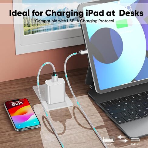 USB C Cable 15 ft Extra Long, USB A to USB C 18W Fast Charging Cables, 480Mbps Speed C Port Charger Braided Cord for iPhone 17/16/15 Galaxy S25-S20 iPads Tablets Security Camera Xbox PS5 Controller in Kuwait