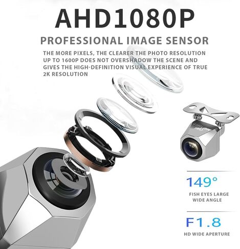كاميرا احتياطية للسيارة، AHD1080P/CVBS الإسكان المعدني زاوية واسعة عكس الكاميرا الاحتياطية، رؤية ليلية مثالية IP69 مقاومة للماء كاميرا الرؤية الخلفية العكسية لسيارة الدفع الرباعي والمركبات الأخرى in Kuwait