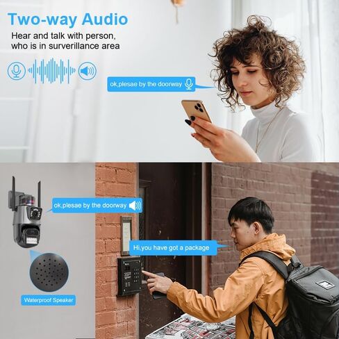 PTZ WiFi Outdoor security 2X3MP Dual Lens Linkage Camera 2.4/5G Security Camera for Home Security,IP66 Waterproof Wired,2-Way Audio,Auto Tracking,Pan/Tilt digital zoom color Night Vision, Light Alarm in Kuwait