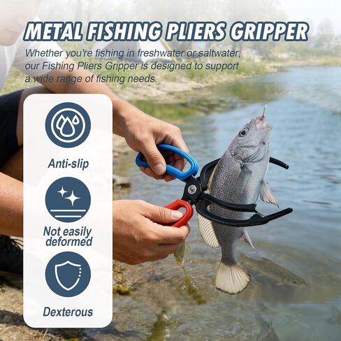 4 Packs 2/3 Claw Fish Gripper, Fish Grabber, Metal Fishing Pliers, Fish Grip Tackle Holder, Multifunctional Fishing Control Clamp, Forceps for Grip Most Freshwater in Kuwait