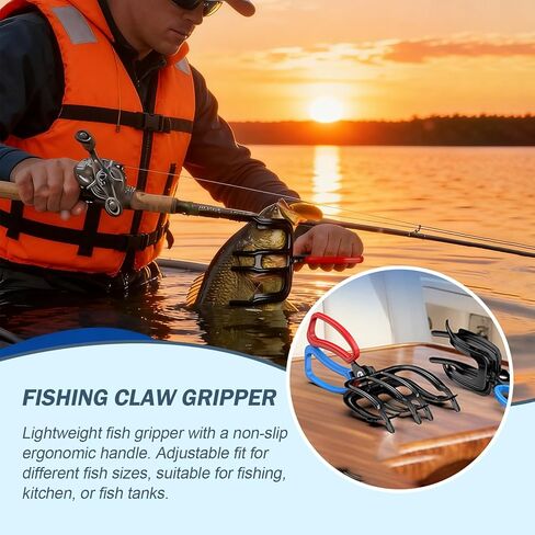 4 Packs 2/3 Claw Fish Gripper, Fish Grabber, Metal Fishing Pliers, Fish Grip Tackle Holder, Multifunctional Fishing Control Clamp, Forceps for Grip Most Freshwater in Kuwait