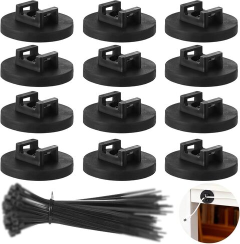 Magnetic Cable Zip Tie Mounts, 12 Pcs Magnet Bases with 100 Pcs Cable Ties, Multipurpose Wire Management Organizer for Desk PC Home Office, Adhesive-Free Cable Clips Holder (43mm) in Kuwait