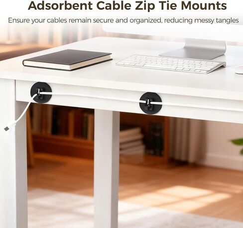 Magnetic Cable Zip Tie Mounts, 12 Pcs Magnet Bases with 100 Pcs Cable Ties, Multipurpose Wire Management Organizer for Desk PC Home Office, Adhesive-Free Cable Clips Holder (43mm) in Kuwait
