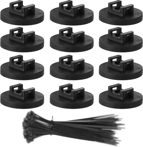 Magnetic Cable Zip Tie Mounts, 12 Pcs Magnet Bases with 100 Pcs Cable Ties, Multipurpose Wire Management Organizer for Desk PC Home Office, Adhesive-Free Cable Clips Holder (43mm) in Kuwait