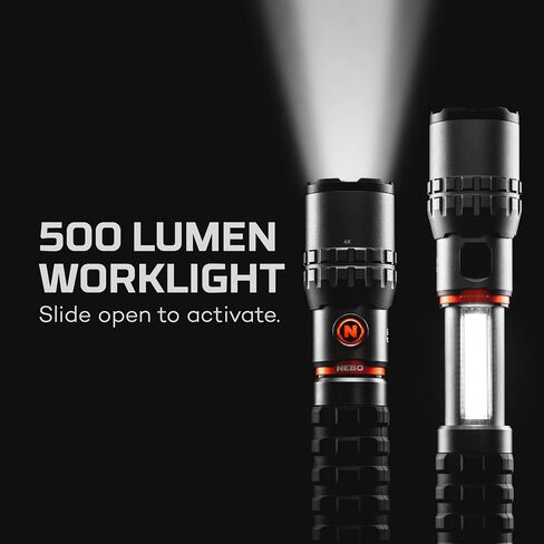 NEBO SLYDE King 2K Flashlight | Powerful 2000 Lumen LED Flashlight & 500 Lumen COB Work Light, USB-C Rechargeable, IPX7 Waterproof, Magnetic Base, Zoomable, Versatile Tactical Handheld Light - Orange in Kuwait
