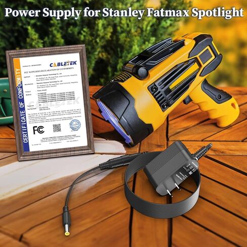 12V Charger for Stanley Fatmax Spotlight Power Adapter Compatible with Stanley SL10LEDS SL5W09 FL5W10 FL3WBD Fatmax Lithium LED Spotlight Power Supply (Not fit USB Connector) in Kuwait