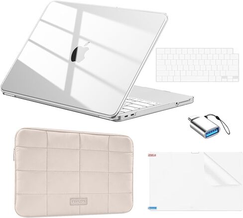 حافظة EooCoo لجهاز MacBook Neo مقاس 13 بوصة 2026 موديل A3404 مع شريحة A18 Pro، وحافظة ذات هيكل صلب وحقيبة أكمام ونوع C وملحقات الكمبيوتر المحمول وطبقة لوحة المفاتيح وطبقة الشاشة، أحمر خدود كريستالي in Kuwait