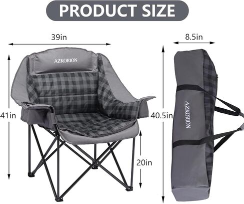 2 Pack Oversized Camping Chair for Adults, Portable Heavy Duty Padded Outdoor Chairs with Phone Pouch and Side Cup Holder for Camping, Fishing, Beach, Sports, Supports 500lbs in Saudi Arabia