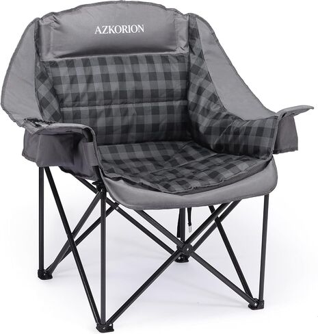 2 Pack Oversized Camping Chair for Adults, Portable Heavy Duty Padded Outdoor Chairs with Phone Pouch and Side Cup Holder for Camping, Fishing, Beach, Sports, Supports 500lbs in Saudi Arabia