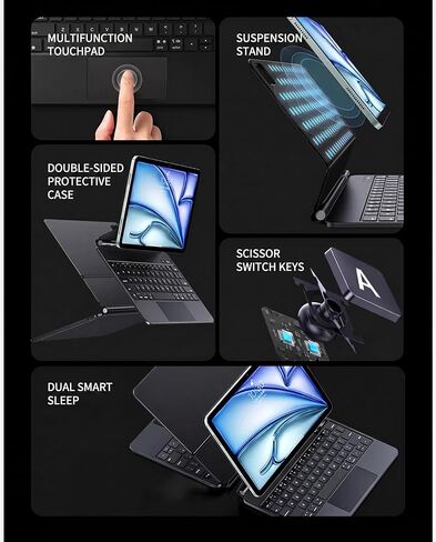 Magic Keyboard Case for iPad mini 7 (A17 Pro)/Mini 6, Magnetic Floating Cantilever Stand with Trackpad Backlit Keyboard Case for iPad mini 7th(2024)/6th (2021) Generation，Black in Kuwait