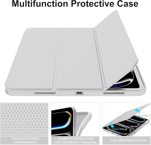 حافظة لوحة مفاتيح WINCHKING لجهاز iPad Pro 13 بوصة (M4) 2024، لوحة مفاتيح لاسلكية مغناطيسية قابلة للفصل، غطاء واقٍ ذكي لجهاز iPad مع حامل أقلام لجهاز iPad Pro 13 بوصة (M4)، رمادي فاتح in Kuwait