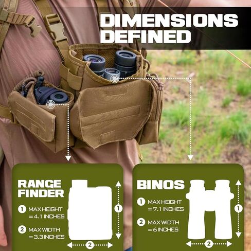 حزمة الصدر من Lone Trail Binocular Harness - حزام بينو مقاوم للماء مع إغلاق مغناطيسي صامت + حقيبة مرنة كبيرة لضبط المدى (بني ذئب البراري) in Kuwait