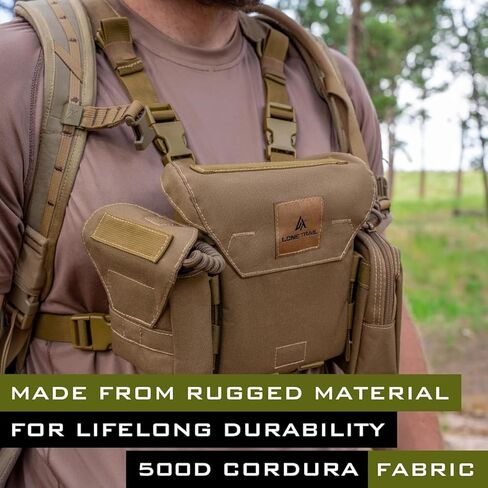 حزمة الصدر من Lone Trail Binocular Harness - حزام بينو مقاوم للماء مع إغلاق مغناطيسي صامت + حقيبة مرنة كبيرة لضبط المدى (بني ذئب البراري) in Kuwait