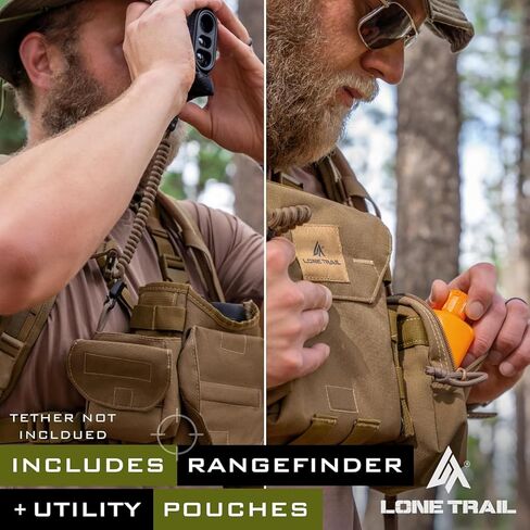 حزمة الصدر من Lone Trail Binocular Harness - حزام بينو مقاوم للماء مع إغلاق مغناطيسي صامت + حقيبة مرنة كبيرة لضبط المدى (بني ذئب البراري) in Kuwait
