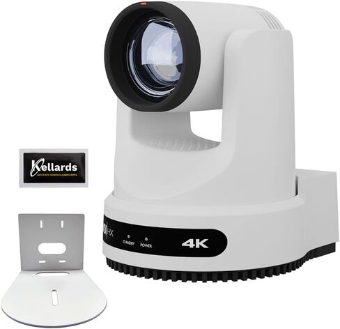 PTZOptics Move 4K SDI/HDMI/USB/IP PTZ Camera with 12x Optical Zoom (White) Bundle with HuddleCamHD HCM-1 Small Universal Wall Mount Bracket (White) and 5-Pack Cleaning Wipes in Kuwait