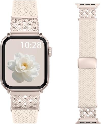 FINTIE Celtic Knot Braided Magnetic Band Compatible with Apple Watch 38/40/41/42mm Women Men, Dressy Stretchy Nylon iWatch Strap for Series 1-11/SE 1-3 in Saudi Arabia