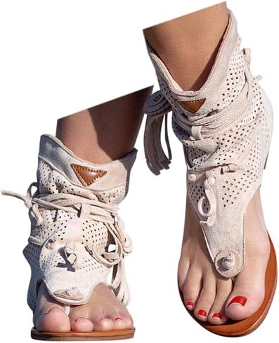 Tassel Sandals for Women - 2026 Bohemian Gladiator Fringe Casual Flip Flops Flat Clip Toe Ankle Boots Beach Sandals T-Strap Open-Toe Beach Sandals in Saudi Arabia