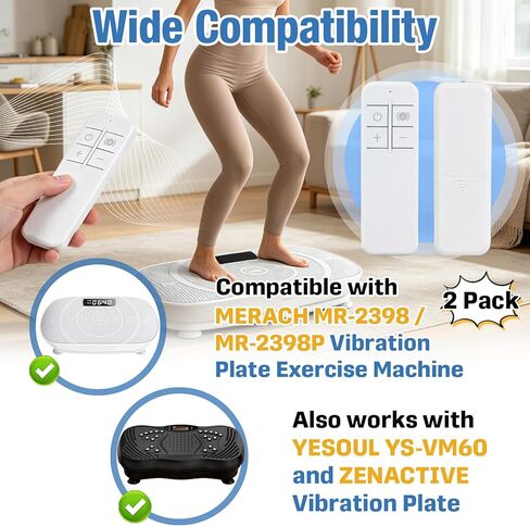 قطعتان من جهاز التحكم عن بعد البديل للوحة الاهتزاز MERACH MR-2398 Series MR-2398P MR-2440 CV30، متوافقة مع آلة تمرين لوحة الاهتزاز YS-VM60 ZenActive Arlopu (البطارية غير متضمنة) in Kuwait