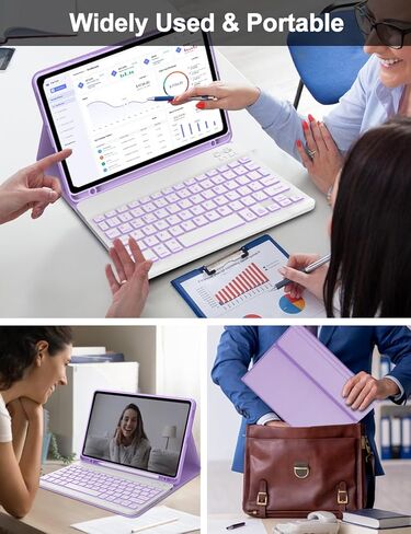 Keyboard Case for Xiaomi Redmi Pad 2 11 Inch 2025 & Redmi Pad SE 11 Inch 2023 Case with Backlit Keypad, Detachable Wireless Keyboard Cover with Colors Backlight, Pen Holder, Long Battery Life, Purple in Kuwait