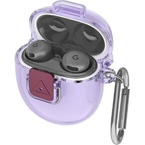 Geiomoo PC Cover for Google Pixel Buds 2a (2025) Case, Flexible Scratch Resistant Protective with Carabiner (Clear) in Kuwait