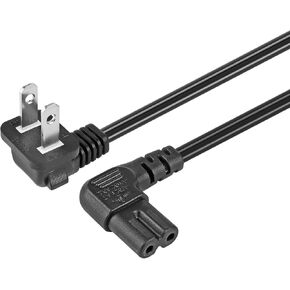 Universal 2 Prong Angled 18 AWG Power Cord - NEMA 1-15P to IEC320 C7 Figure 8 Shotgun Connector AC Power Supply Cable Wire Socket Plug Jack for PS4 PS3 Slim LED HDTV (3 Feet) in Kuwait