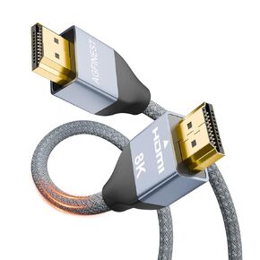 كابل HDMI 8K، كابل HDMI معتمد فائق السرعة 48 جيجابت في الثانية [8K@60 هرتز/ 4K@120HZ] HDR10، eARC، HDCP، HDMI 2.1 متوافق مع شاشة Netflix Roku TV PC وجهاز عرض PS5 Xbox (6.6 قدم) in Kuwait