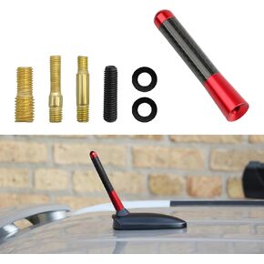 Car Short Antenna, 1.37 Inch Aluminum Alloy AM/FM Reception Antenna with Screws & Gaskets, Carbon Fiber Roof Mount Radio Antennae for Most Vehicles, Car Accessories (Black) in Kuwait