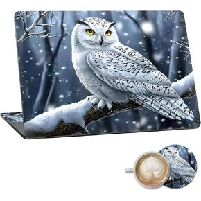 Laptop Skin Sticker Decal 15.6 Inch,12 13 13.3 14 15 15.6 in Laptop Netbook Skins for Notebook,Art Decal Removable Waterproof Scratch Resistant,Universal Vinyl Cover,Cute White Owl in Saudi Arabia